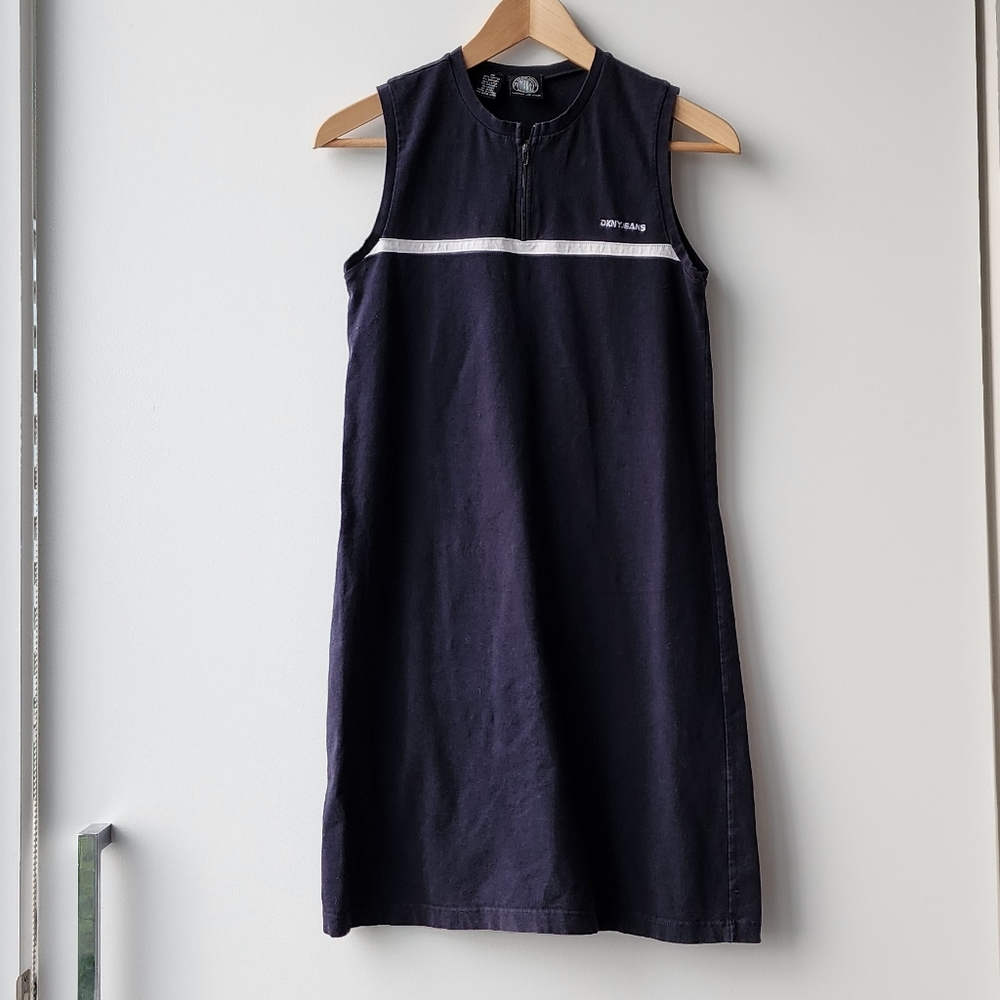 Vintage DKNY Jeans Zip Cotton Blend Tank Shift Dress